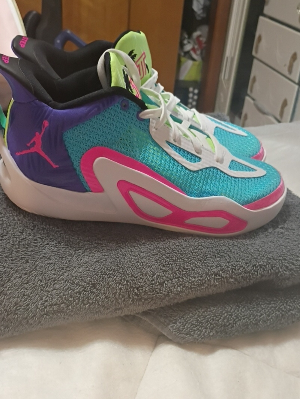 Jordan Kids' Sneakers - Turquoise, Pink & Purple Accents